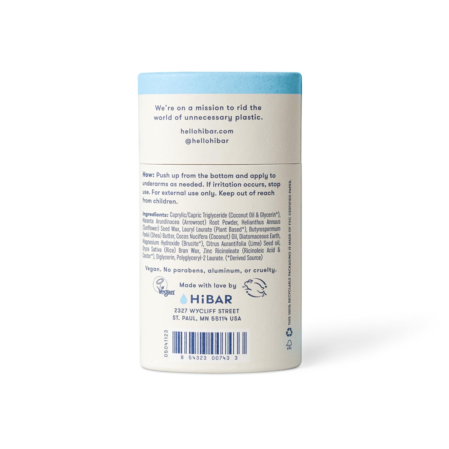 HiBAR Sensitive Deodorant 3-Pack - Unscented Natural Deodorant for Sensitive Skin - Aluminum-Free, Baking Soda-Free, Cruelty-Free, Travel-Friendly Size with Easy Push-Up Applicator