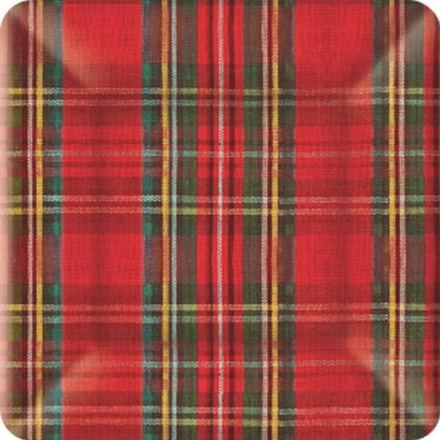 Ideal Home Range 8 Count Square Paper Plates, 10-Inch, Classic Red and Green Plaid Check