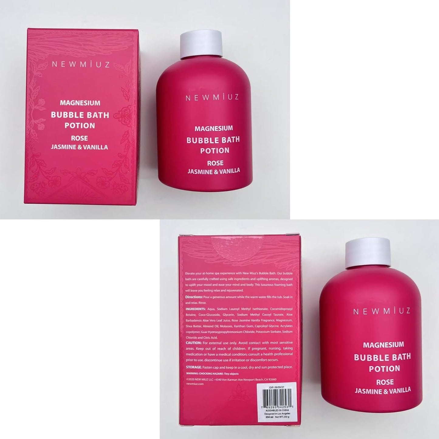 Magnesium Bubble Bath - Relaxing Rose Jasmine Vanilla Foam for Sore Muscles | Moisturizing Epsom Salt Spa Gift for Women