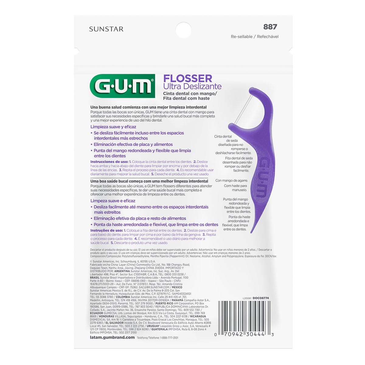 GUM Comfort Slide Floss Picks - Perfect for Tight Teeth - Extra Strong Shred-Resistant Dental Floss, Easy Grip Handle - Dental Flossers for Adults - Fresh Mint Flavor, 120 Count