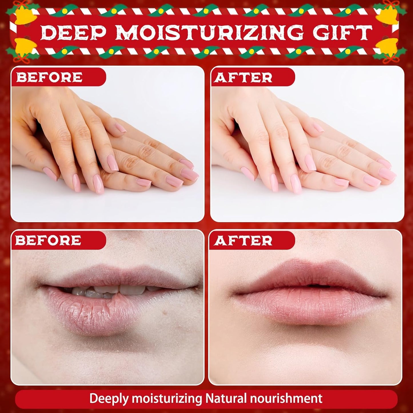 Christmas Hand Cream & Lip Balm Gift Set - 12 Sets, 48 Pcs | Travel Size, Mini Lotion for Dry Skin, Perfect Stocking Stuffers