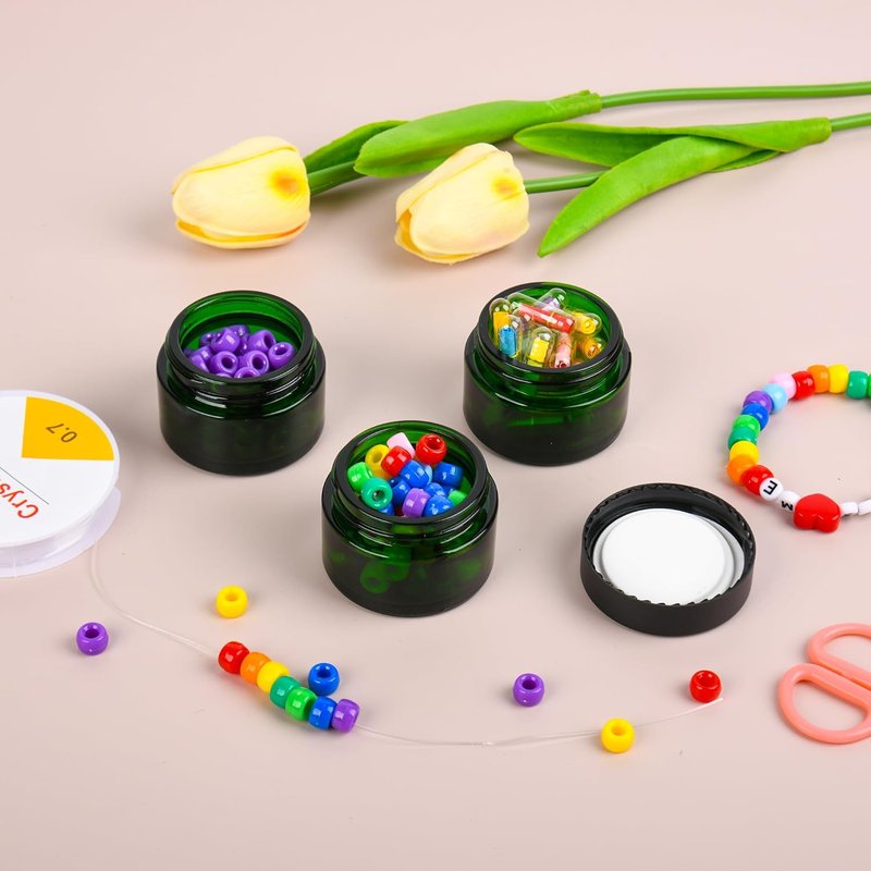 Eco-Friendly Glass Jars with Airtight Black Lids | Multi-Color Cosmetic Containers for Cream & Lotion (1oz)