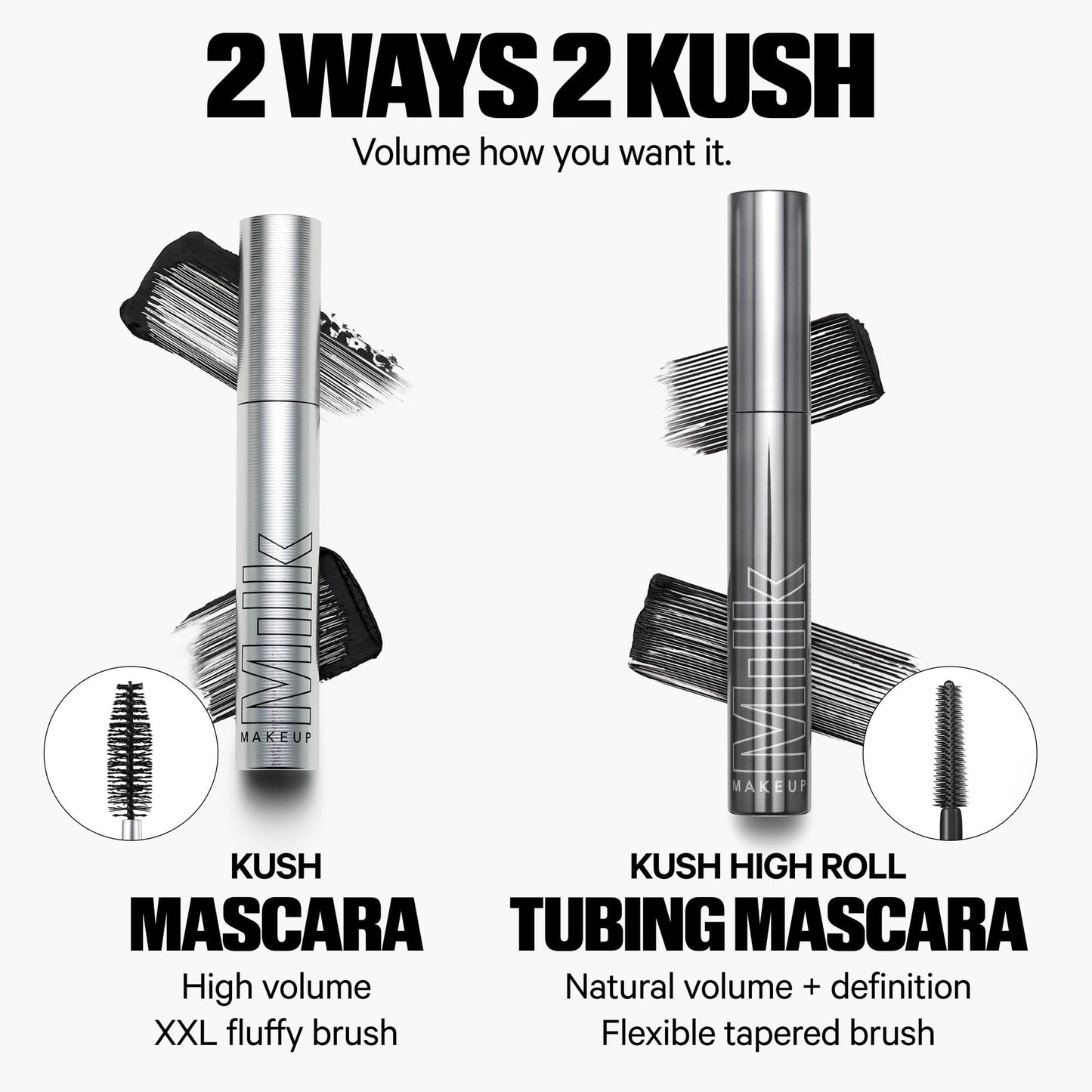 Milk Makeup KUSH High Roll Tubing Mascara – Clean Longwear Mascara for Natural Volume, Length + Definition – Water-Resistant, Smudge-Proof + Flake-Free Up to 24 Hours – 0.3 oz