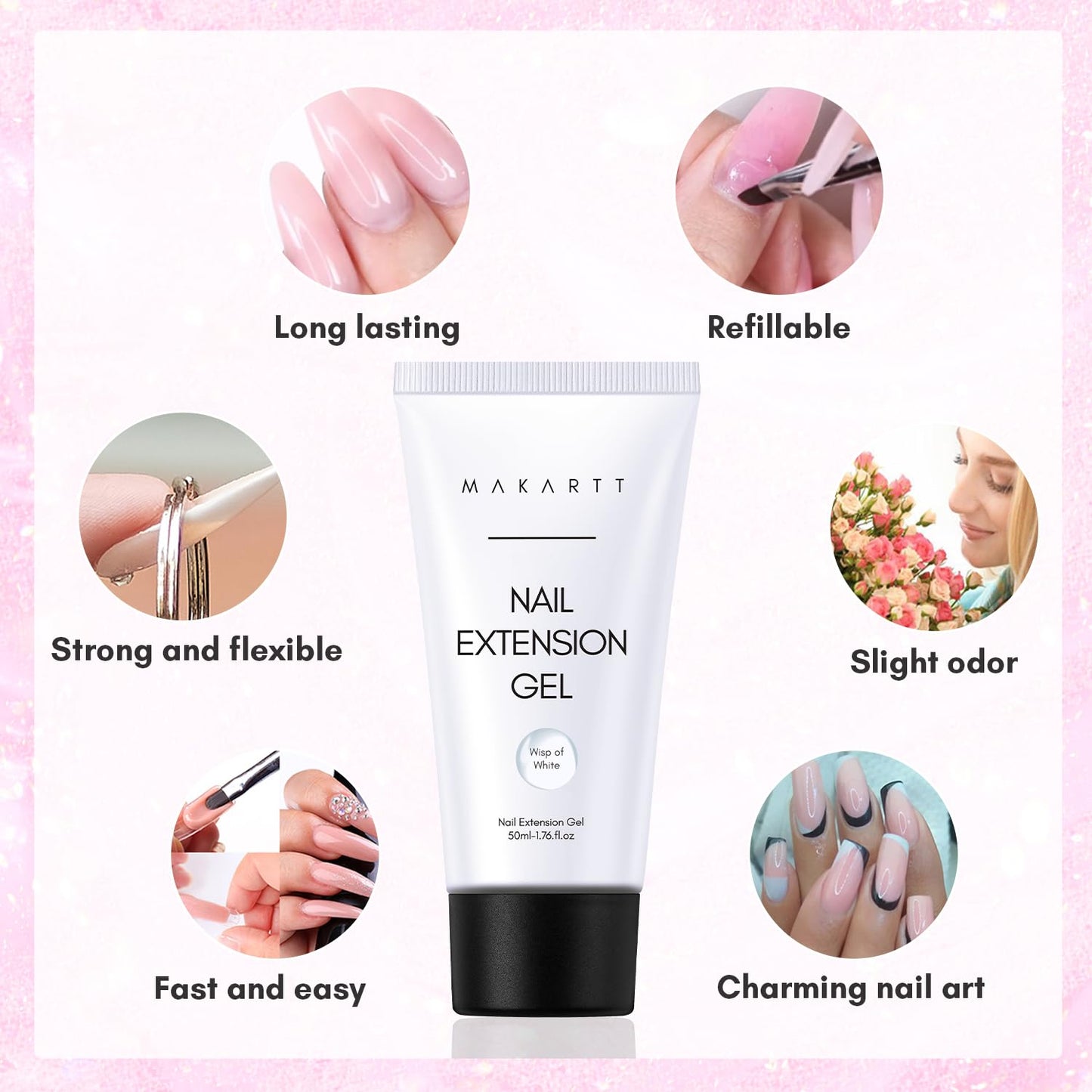 Makartt Poly Nail Gel: Clear 50ML Gel Builder for Natural-Looking Strengthener 3D Molding Gel for Trendy Nail Art-Long-Lasting and Easy to Use Supplies