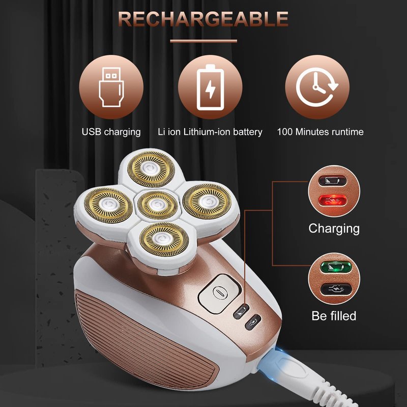 Electric-Razor-for-Women-Shaver Rechargeable Rotary Waterproof Painless Trimmer Cordless Hair Remover with Detachable Head Wet Dry Use for Womens Legs Face Lips Pubic Hairs Bikini Body