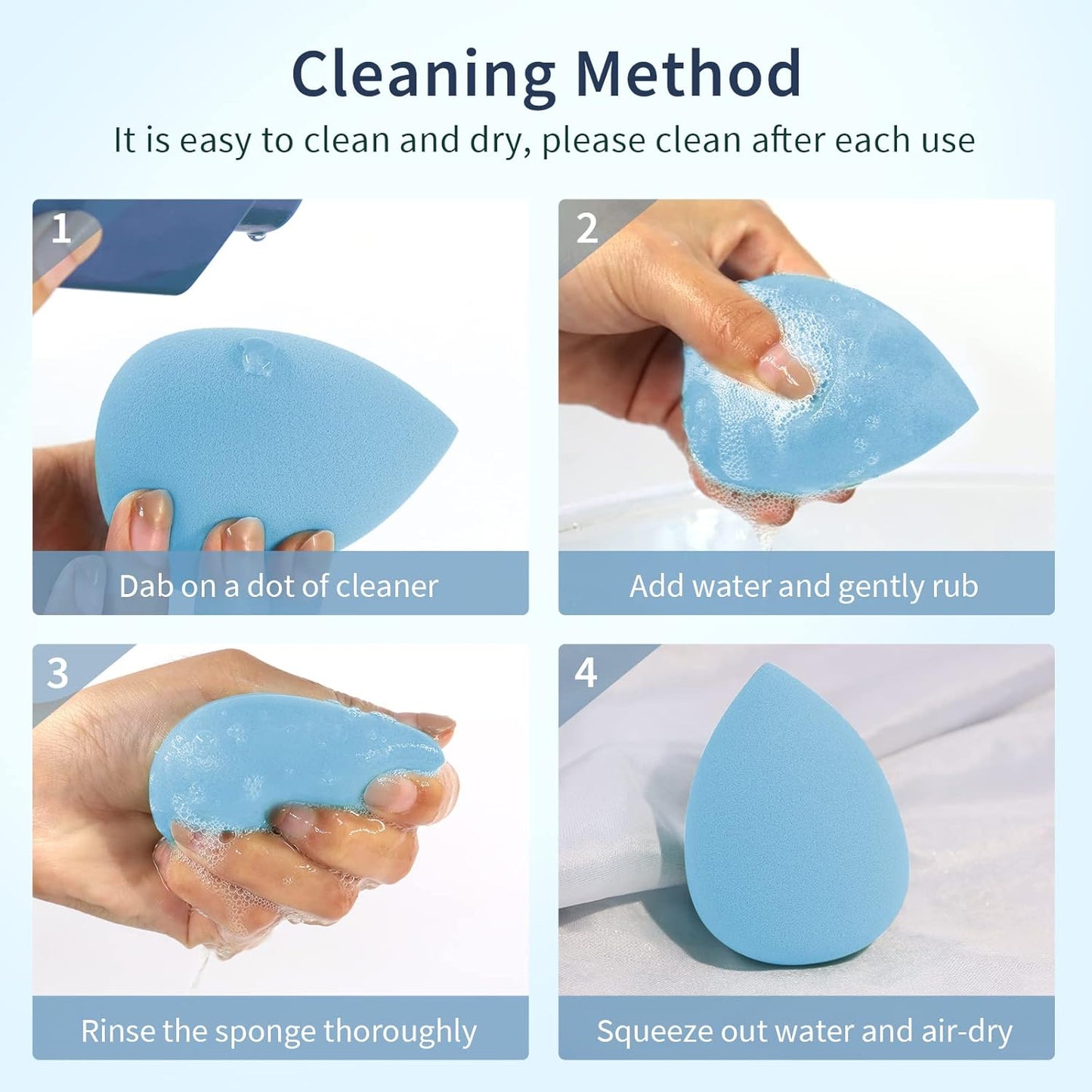 BEAKEY Makeup Sponge Set, 5 Pcs Foundation Blending Sponge, Beauty Sponges Flawless for Liquid, Cream, and Powder, Latex-Free and Vegan Boun Boun Makeup Sponges, Black