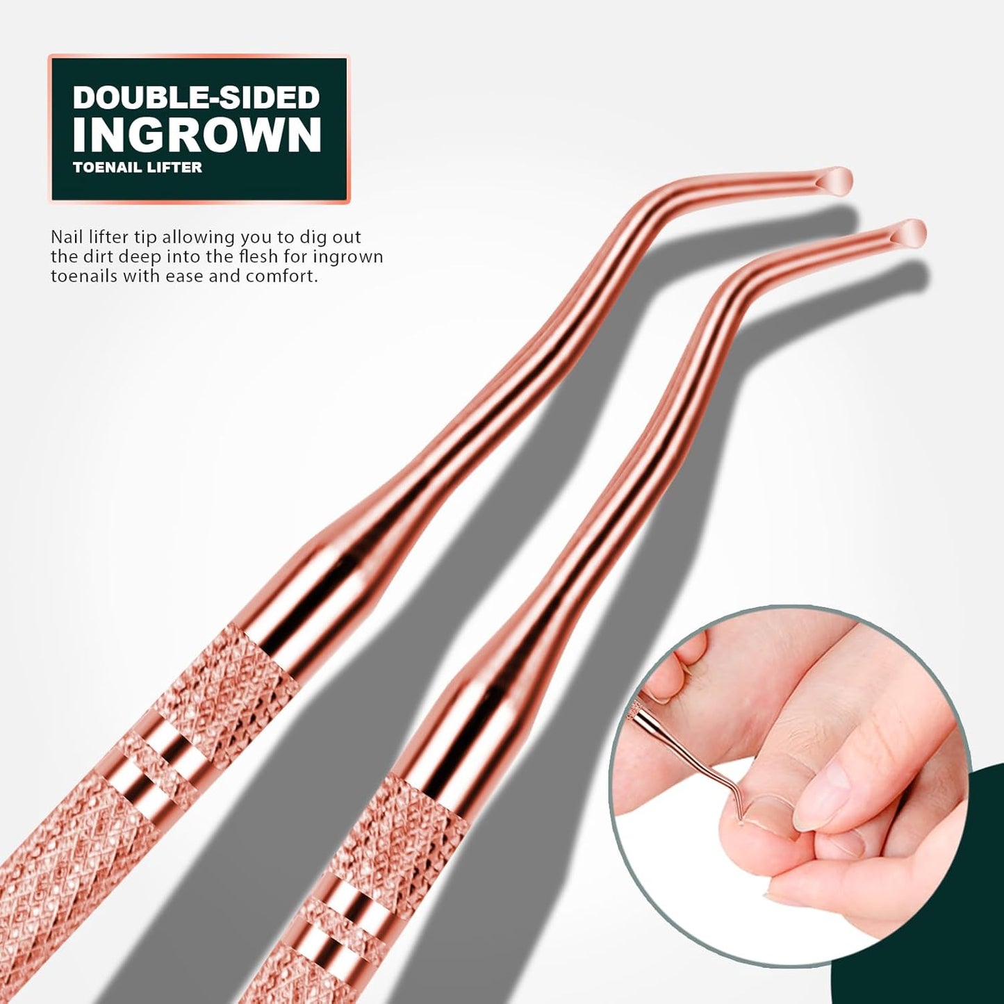 Teenitor Pedicure Tools for Feet, Toenail File and Lifters, Upgraded Professional Surgical Safe Ingrown Toenail Treatment Ingrown Toenail Removal Kit Ingrown Toenail Tool