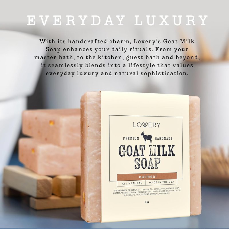 Handmade Goat Milk Soap - Organic Shea Butter & Oatmeal | All-Natural 3-Pack Soap Bars