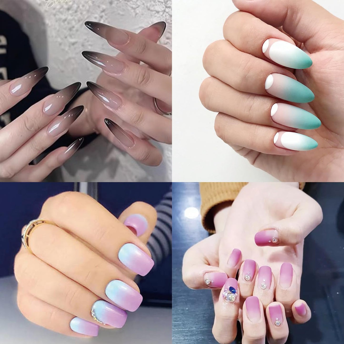 MOEPAK 9 Color Pat Painting Gel Nail Polish Set - Ombre Aura Nail Art Gel Paint for Salon Manicure with Sponges