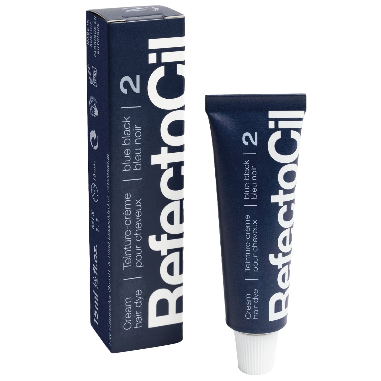 RefectoCil Hair Tinting Kit – Cream Dye + Liquid Developer – Blue Black #2