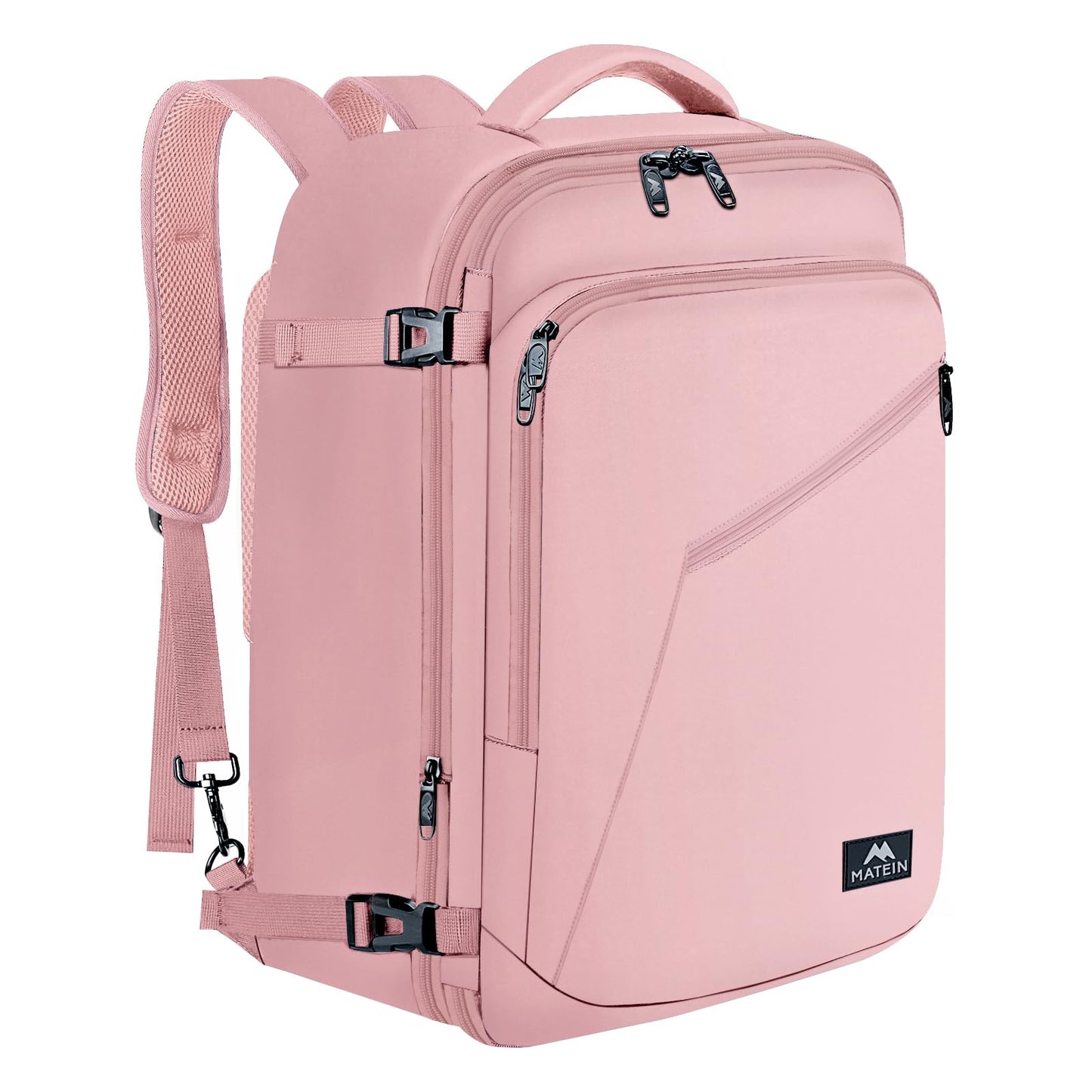 MATEIN 45L Womens Travel Backpack, Extra Large Carryon Backpack Fits Underseat & Overhead Bin, Cute Weekender Daypack for Travel on Airplane, Traveling Accessories for Women, Pink