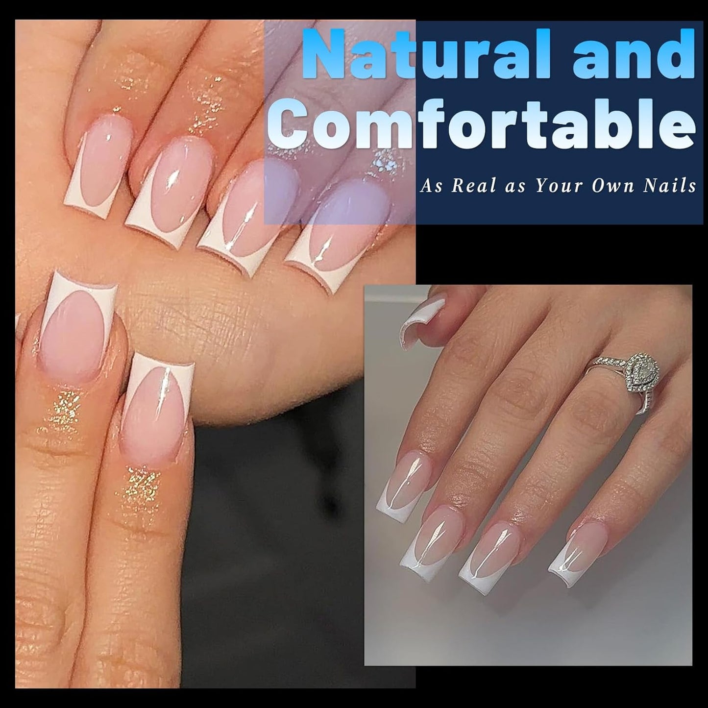 240pc Square Gel Nail Tips Medium Fake Nails for Press on Nails Clear Acrylic Nails Tips, 12 Size Full Cover Nail tips Square Soft Gel Nail Tips False Nails Extension Artificial Fingernails