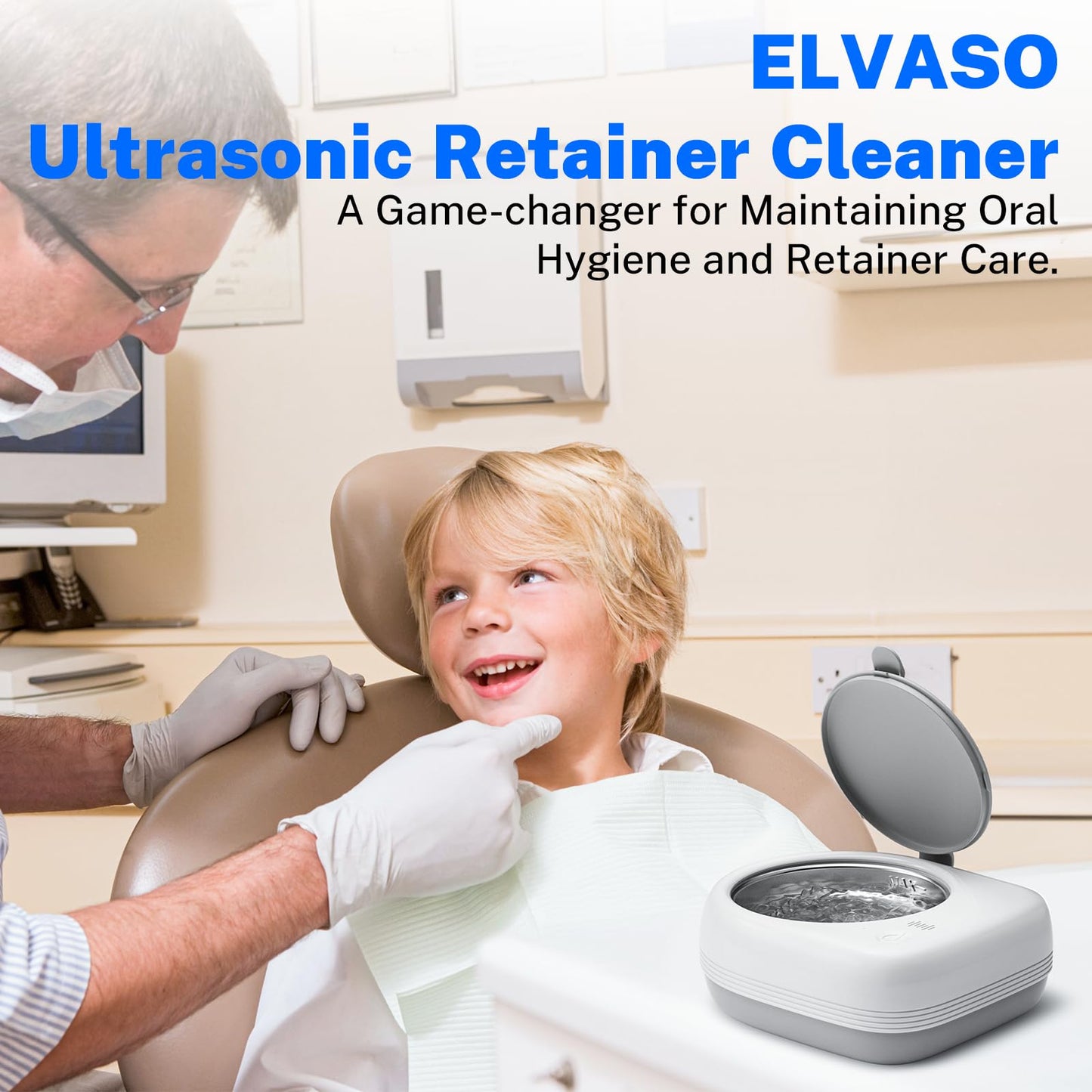 Ultrasonic Retainer Cleaner, Rechargeable Cordless Retainer Cleaner Machine with 50kHz, 2000mAh Battery Portable Charge Once Use 8 Times, Dental Cleaning Pod for Clear Retainer, Traval Use (80ml)