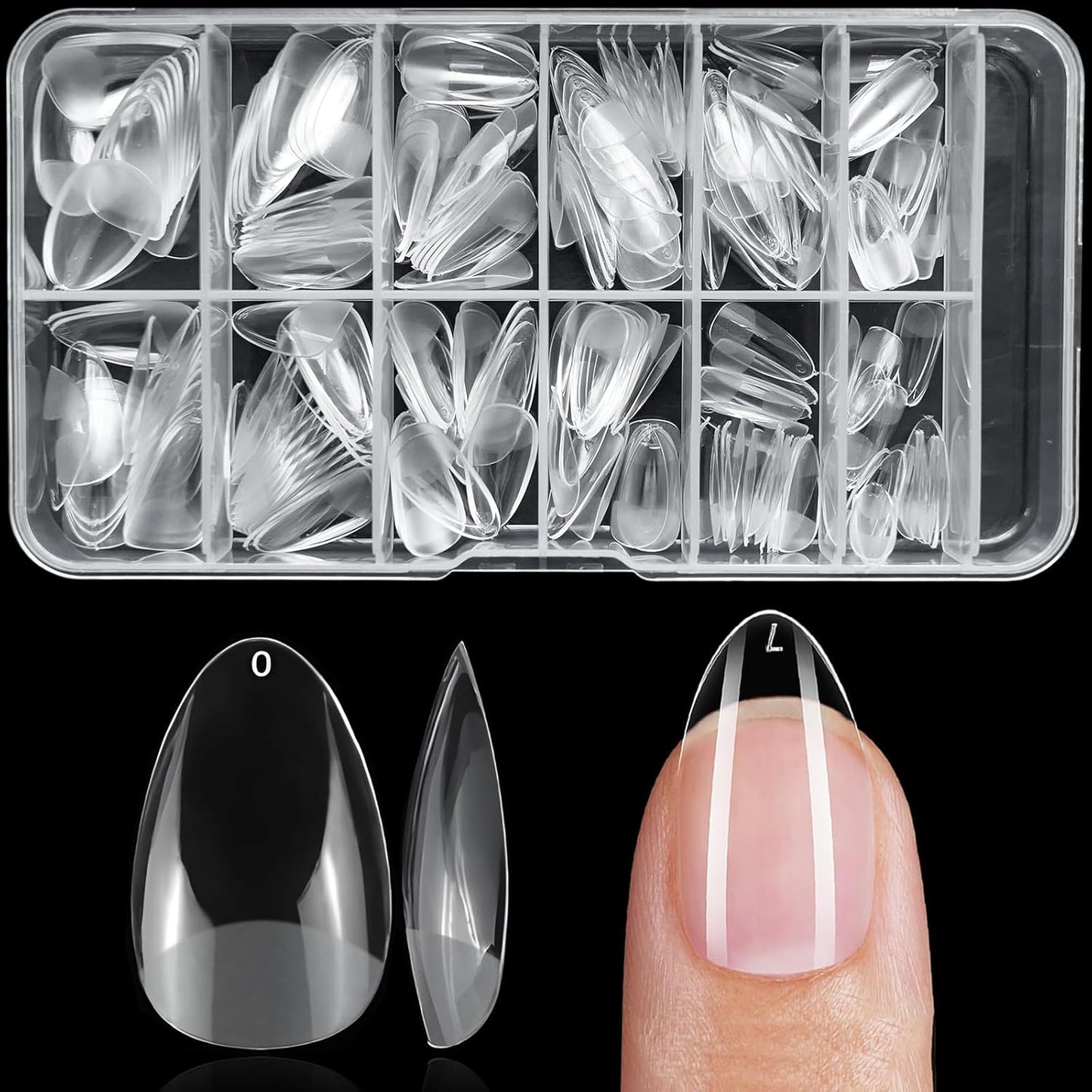 240pc Square Gel Nail Tips Medium Fake Nails for Press on Nails Clear Acrylic Nails Tips, 12 Size Full Cover Nail tips Square Soft Gel Nail Tips False Nails Extension Artificial Fingernails