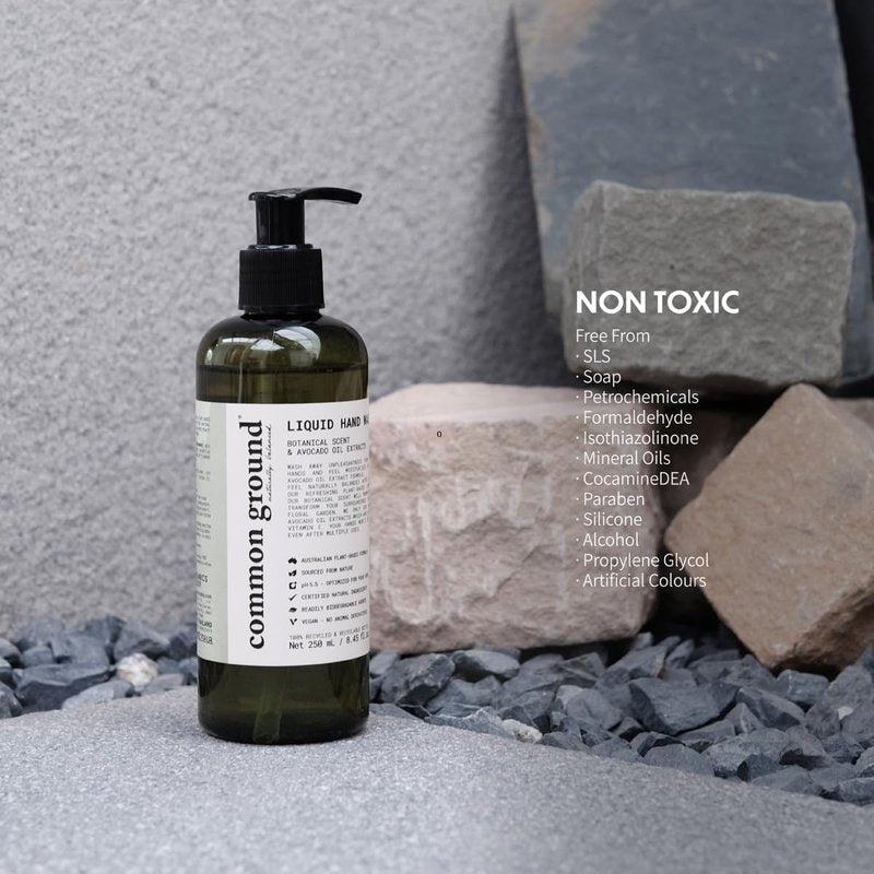 COMMON GROUND Natural Hand Wash Soap - Paraben & Cruelty Free - Daily - Vegan, Plant-Based, Avocado Oil - For All, Men, Women, Eczema, Sensitive Skin 8.4 Fl Oz (3 Pack)