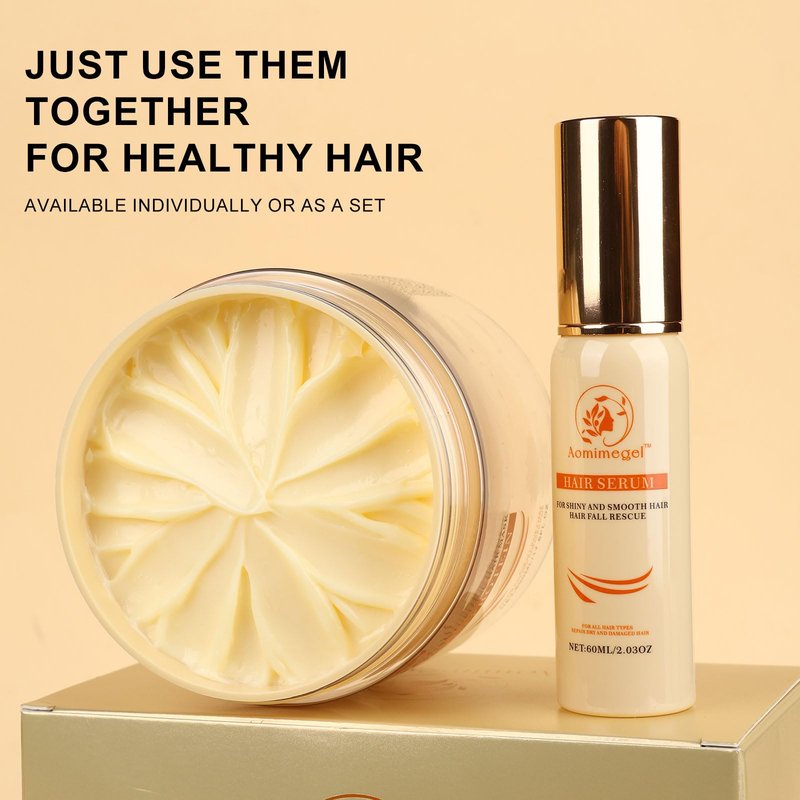 Aomimegel Hair Mask Argan Oil Set Deep Repair Conditioning Collagen Hair Treatment for Dry and Damaged Hair All Hair Types 16.9 fl oz + 2 fl oz