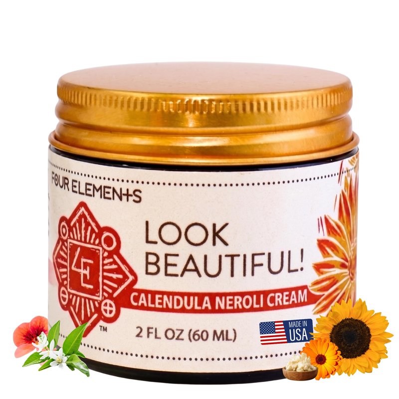 Four Elements 4E Calendula Neroli Cream 2 Oz | Organic Face Moisturizing Cream with Shea Butter & Essential Oils | Hydrating Skin care for Soft, Smooth Skin | Self-Care Gifts for Women