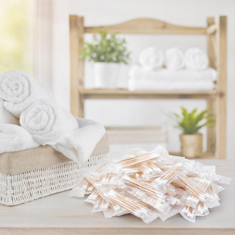 500 Pack Cotton Swabs, Individually Wrapped Cotton Swab, Individually Wrapped Double Tipped Wooden Sticks for Ear, Make-up(4pcs per Bag, 500 Bags, Double Round End)