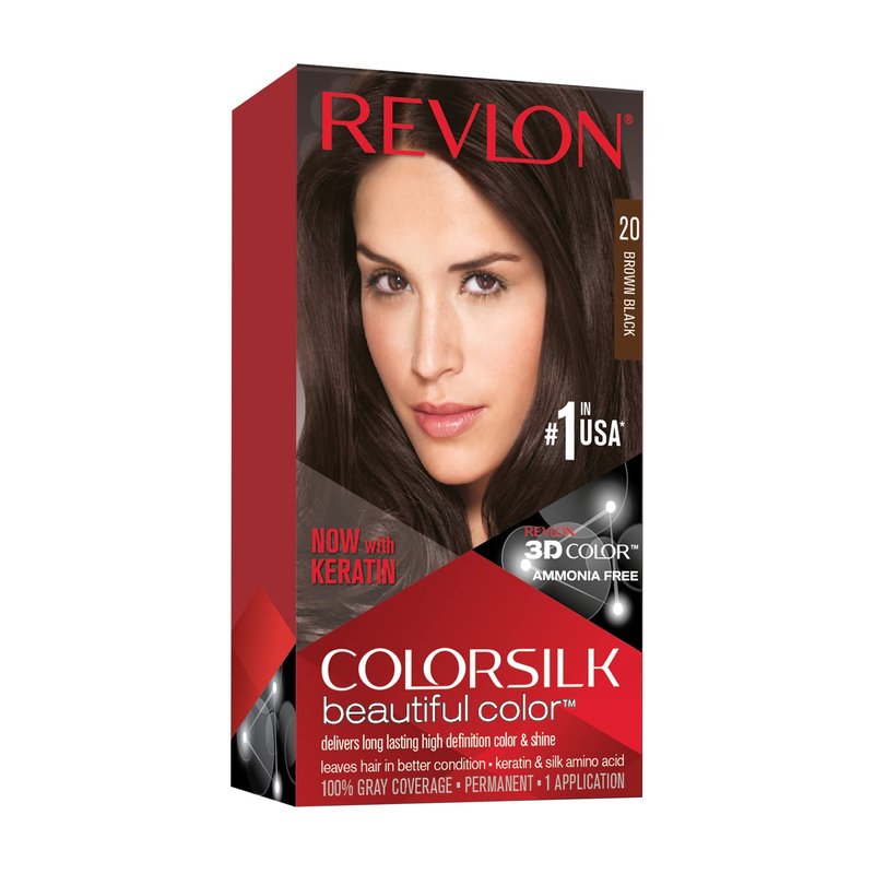 Revlon ColorSilk Hair Color, 20 Brown Black 1 ea (Pack of 9)