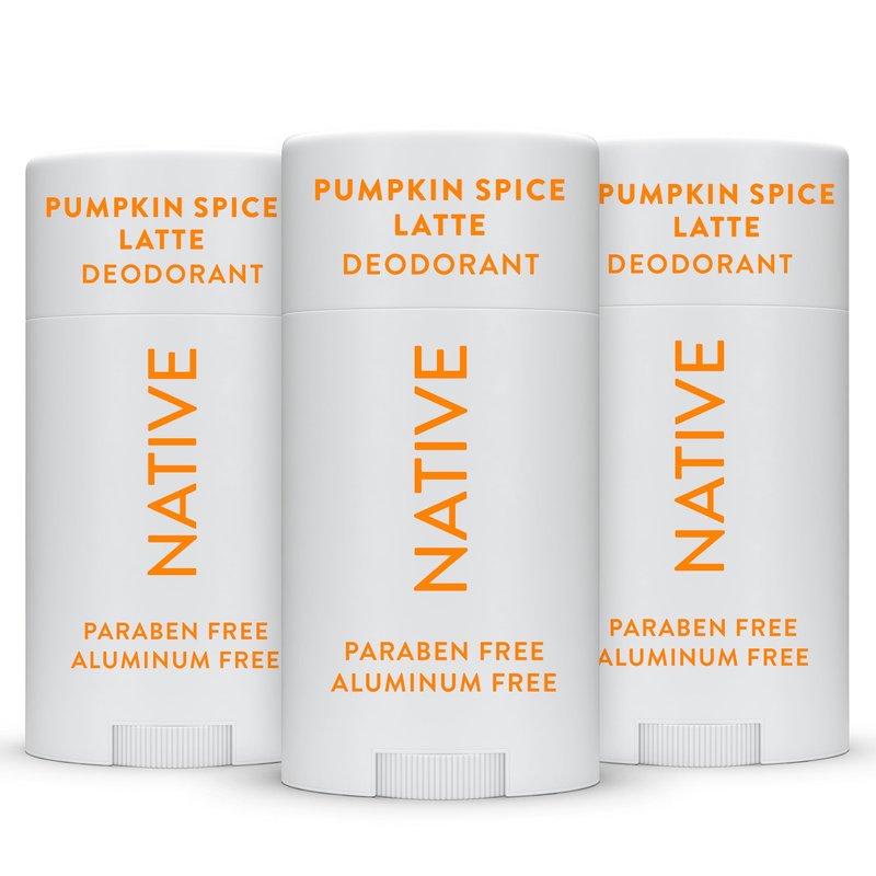 Native Deodorant, Pumpkin Spice – 72‑Hour Odor Control, Aluminum Free, Naturally Derived Ingredients, Smooth Glide Formula – Vegan & Cruelty‑Free – 3 Pack