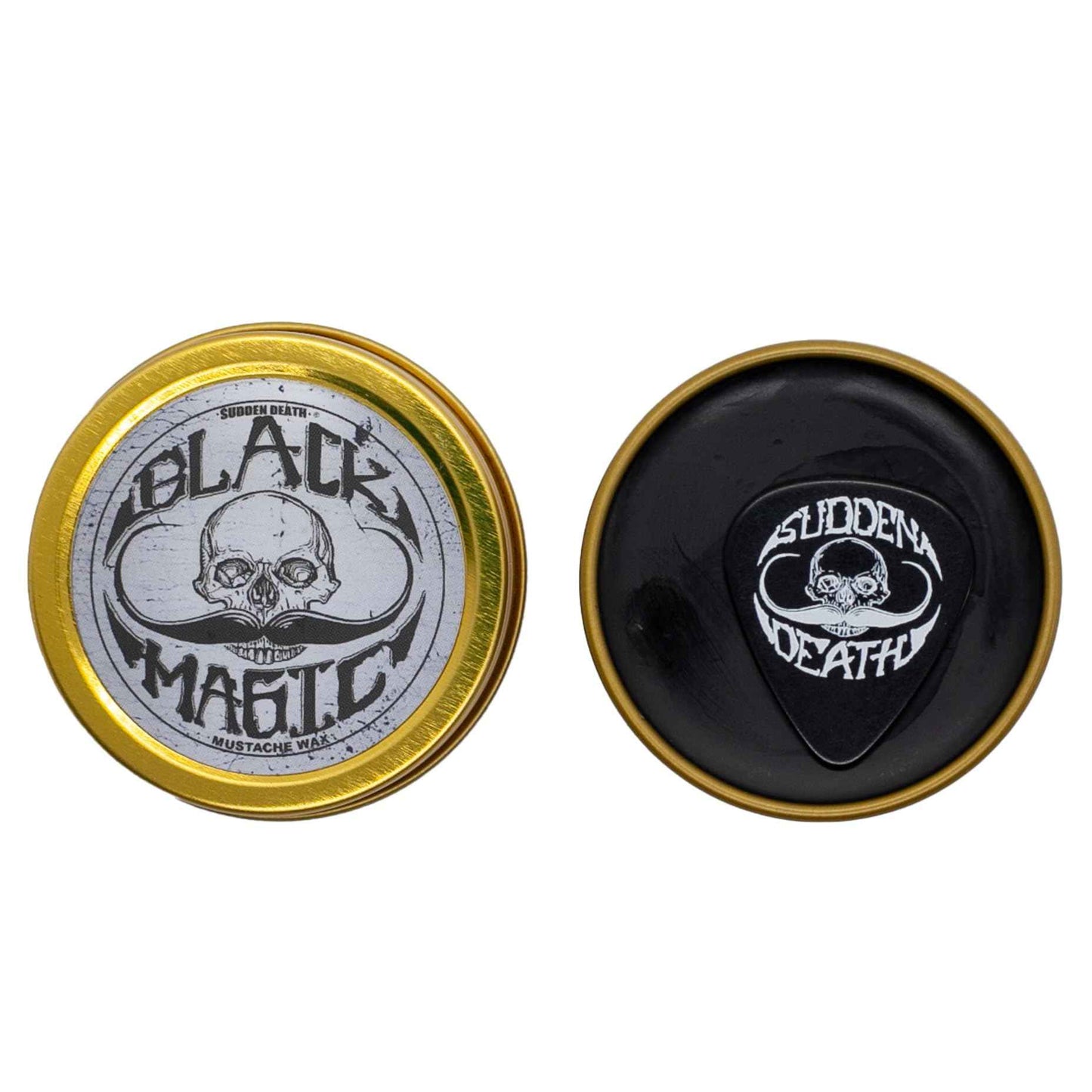 THE VINTAGE GROOMING CO. Black Magic Mustache Wax | Sudden Death | Hide Grey Hair In Beard Or Moustache | Strong Hold 1 oz Tin | No Heat Source Required | Unscented