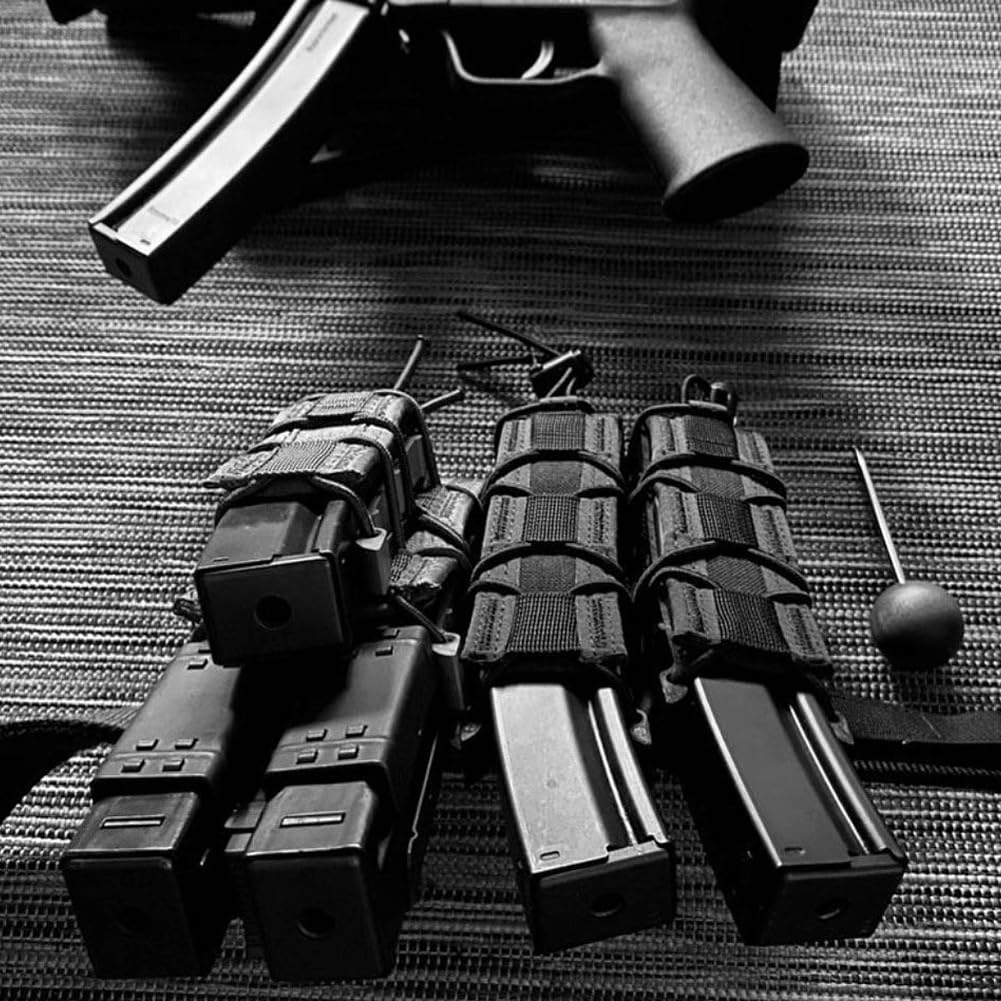 2pc Double Stack Extended Mag Pouch Holster Carrier for MP5 MP7 MP9 Glock to Tactical Duty Belt and Molle