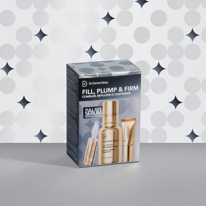 Dr. Dennis Gross Fill, Plump & Firm Kit - Hyaluronic Acid Serum, Eye Cream & Lip Treatment | Boost Hydration & Smooth Fine Lines