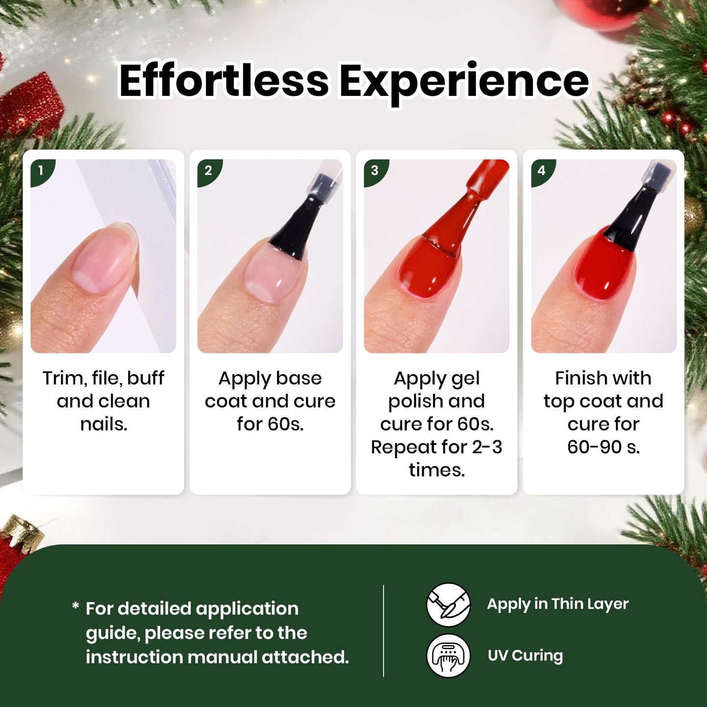 Beetles Gel Nail Polish Set – Spectrum Red Green Glitter Gel Polish, 36 Colors Soak Off UV LED Long Lasting Nail Gel Kit for Manicure Gifts for Women