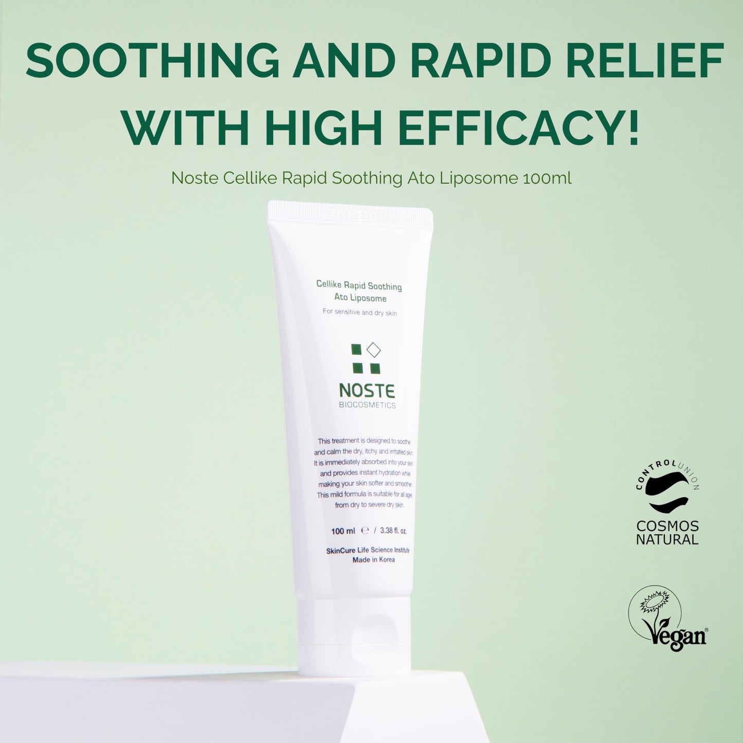 NOSTE SKINCURE Cellike Rapid Soothing Ato Liposome Lotion, Deep Soothing & Skin Barrier Repair for Dry & Itchy Skin, Hypoallergenic, Vegan Lotion, 1.01 fl.oz.