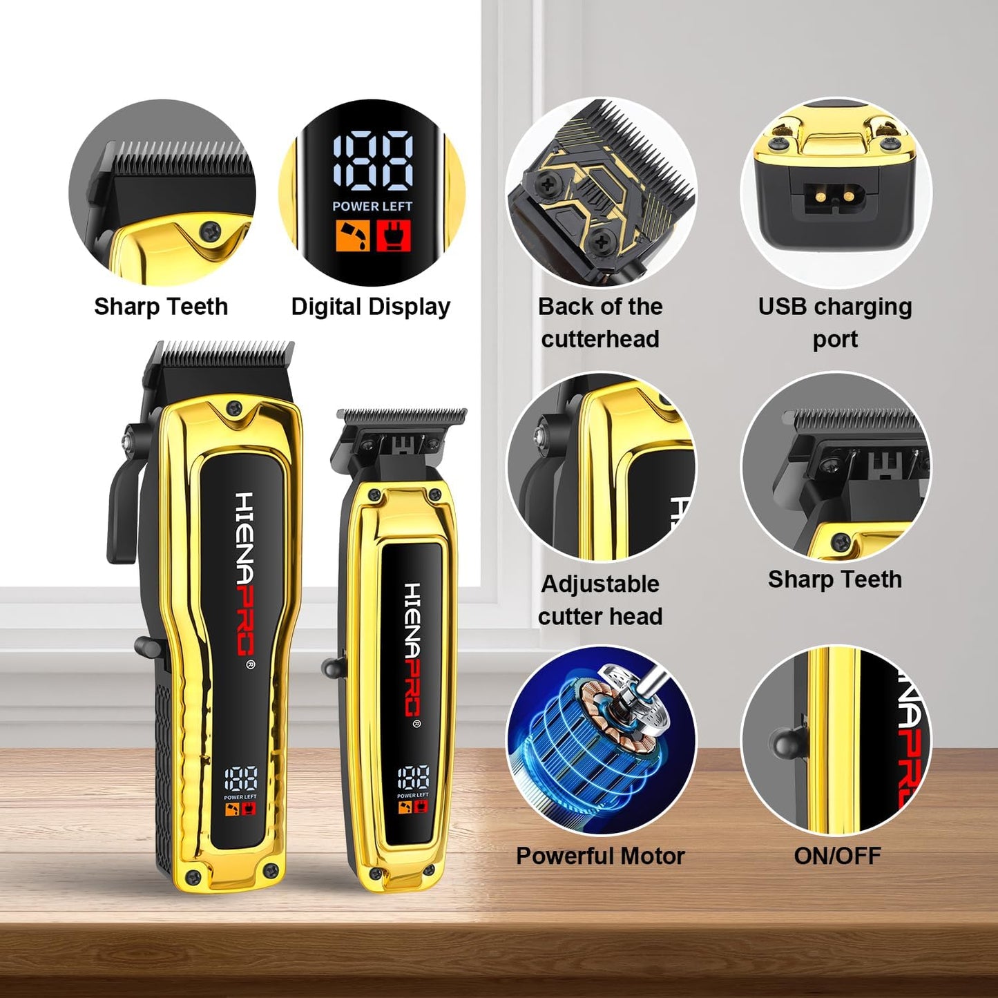 Professional Hair Clipper Set for Men - Cordless Barber Clipper & Trimmer Kit | USB Rechargeable Electric Hair Cutting Tools