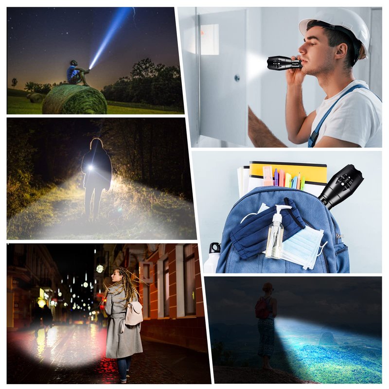 Esgofo LED Flashlights 2 Pack Bright Powerful EDC Handheld Flash Lights, High Lumens Pocket Linterna, 5 Modes, Waterproof, for Gift Survival Emergency Camping
