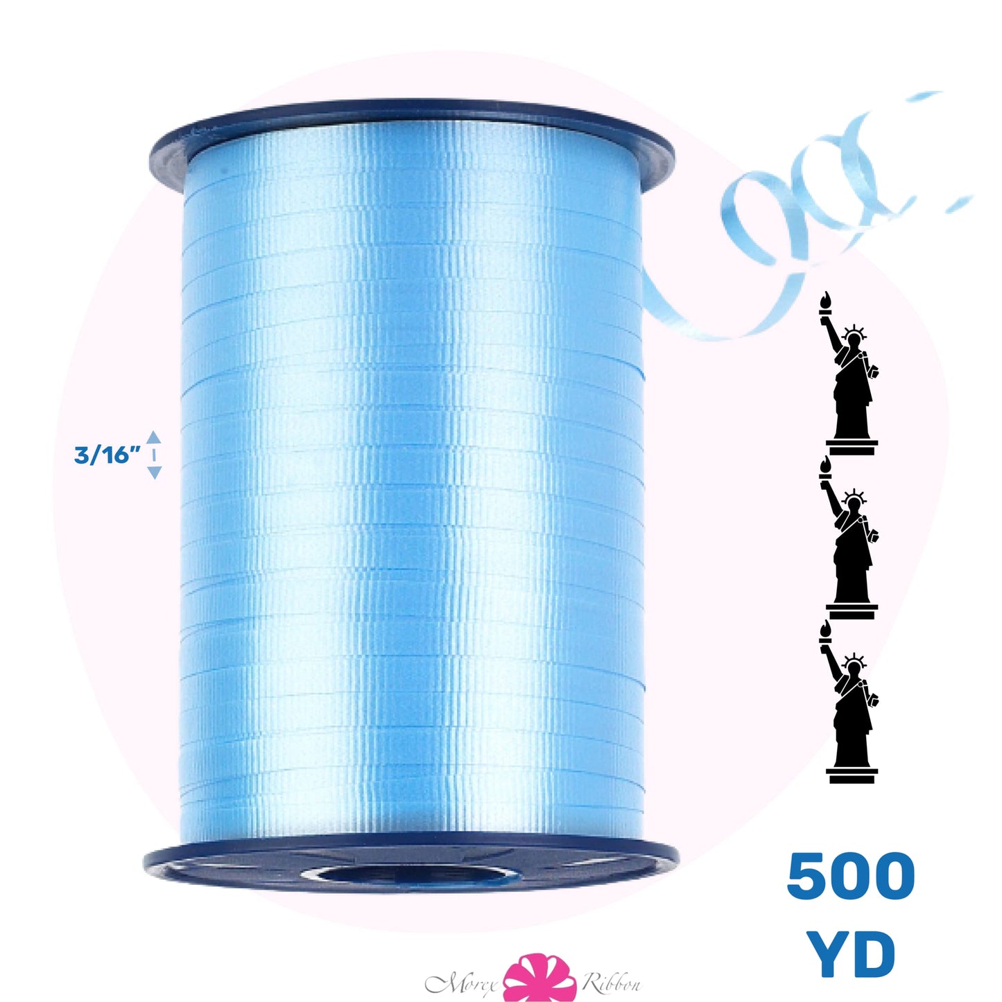 Morex Poly Crimped Curling Ribbon, 3/16-Inch by 500-Yard, Light Blue