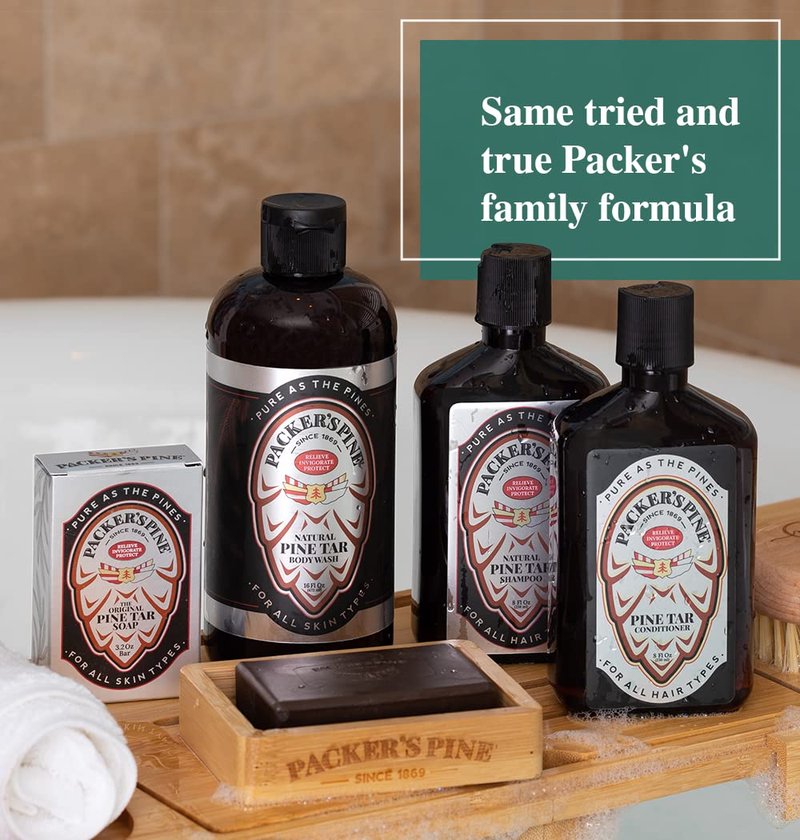 Packer's Pine Tar Body Wash | Soothing Mens Shower Gel For Psoriasis Relief | Made With Natural Pine Tar and Pine Oils | Paraben & Sulfate-Free, 16 fl oz, 2 Pack