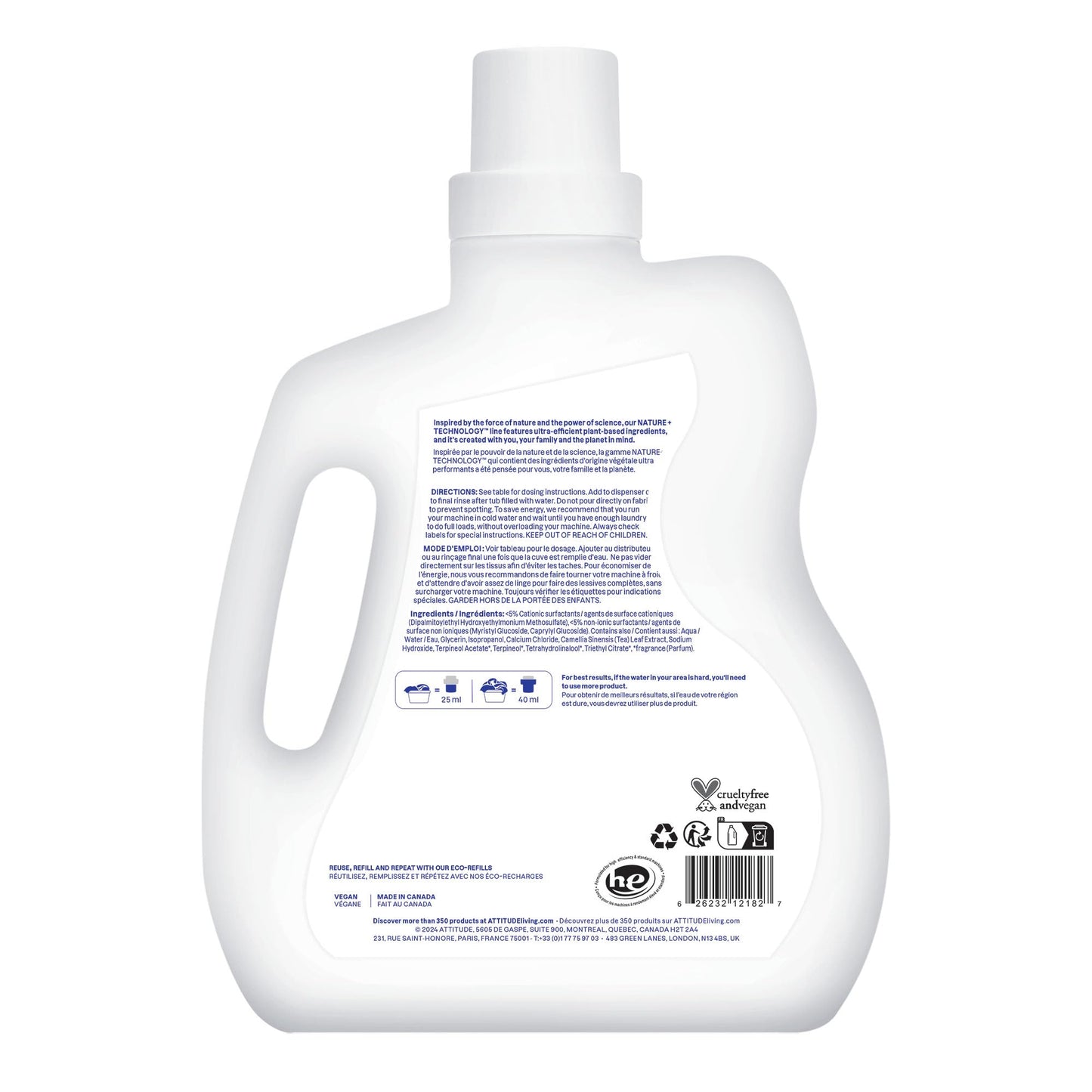 ATTITUDE Liquid Fabric Softener, Plant-Based & Vegan, HE Compatible, Naturally Derived, Citrus Zest Scent, 80 Loads, 67.6 Fl Oz
