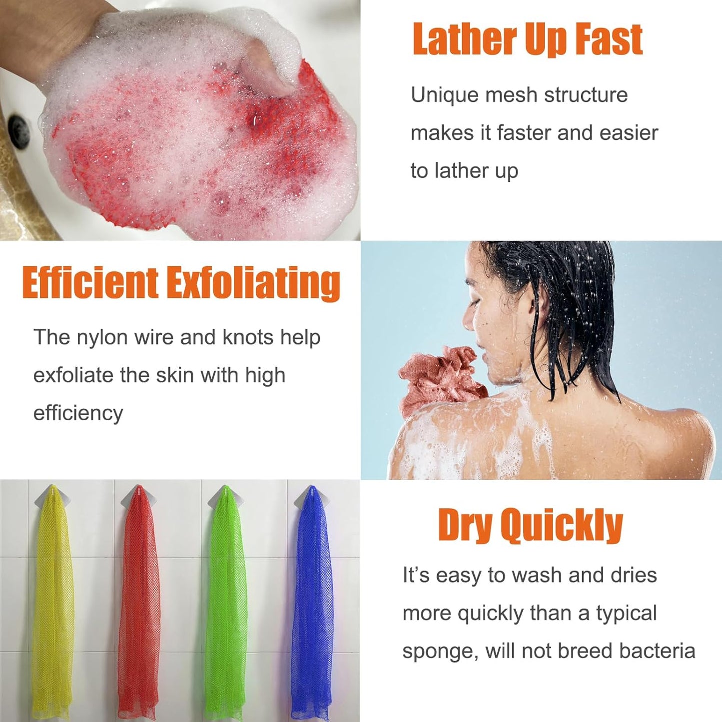 Unifab African Net Sponge Authentic Real African Exfoliating Net Bath Sponge Wash Cloth Exfoliating Washcloth African Net Cloth Body Scrubber for Shower Pink