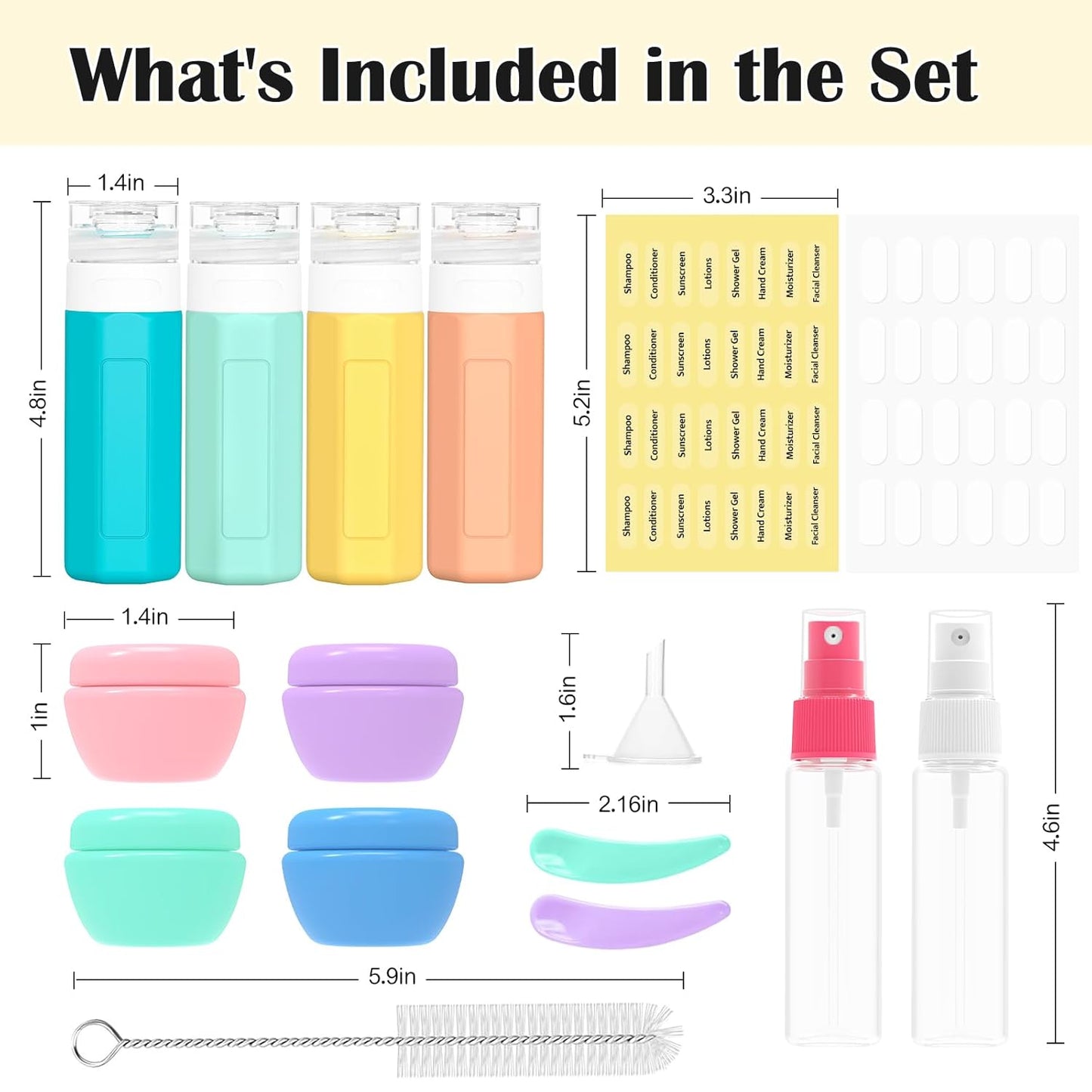 Redfly 17PCS Travel Bottles for Toiletries, TSA Approved Travel Size Containers, Leak Proof Travel Containers for Toiletries, Silicone Travel Kit for Shampoo, Conditioner, Lotion & Creams Purple