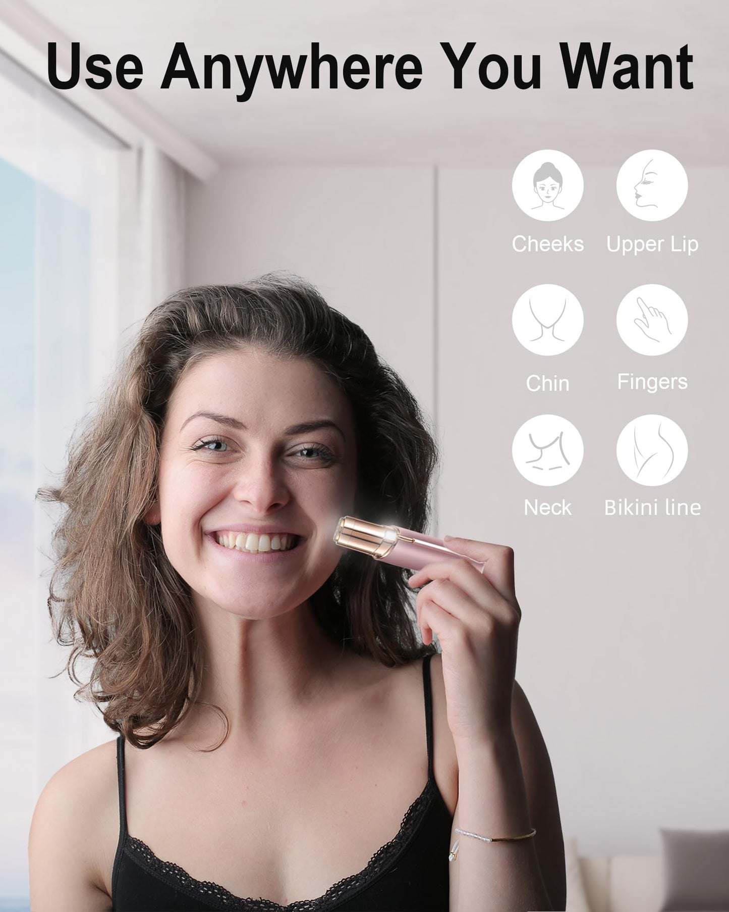 Facial Hair Removal for Women, 360° Floating 2X Powerful Painless Facial Hair Remover, Lipstick-Sized, USB Rechargeable, Face Razors Shaver for Women Upper Lip,Chin,Peach Fuzz,Mustache (Pink)