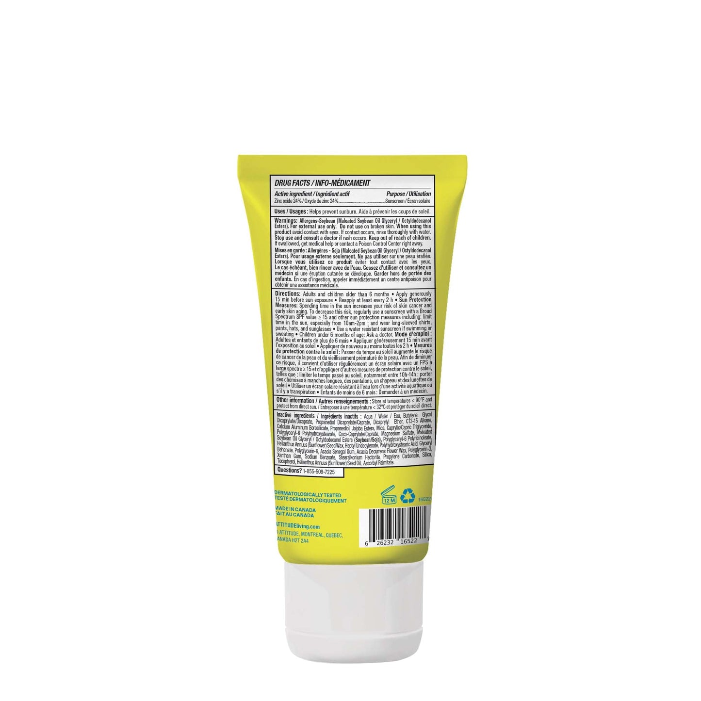 ATTITUDE Kids Mineral Sunscreen SPF 50, Broad Spectrum Zinc Oxide, EWG Verified, Mineral-Based, Non-Nano, Lightweight Cream for Face & Body, Gentle Formula, Unscented, 3 Oz