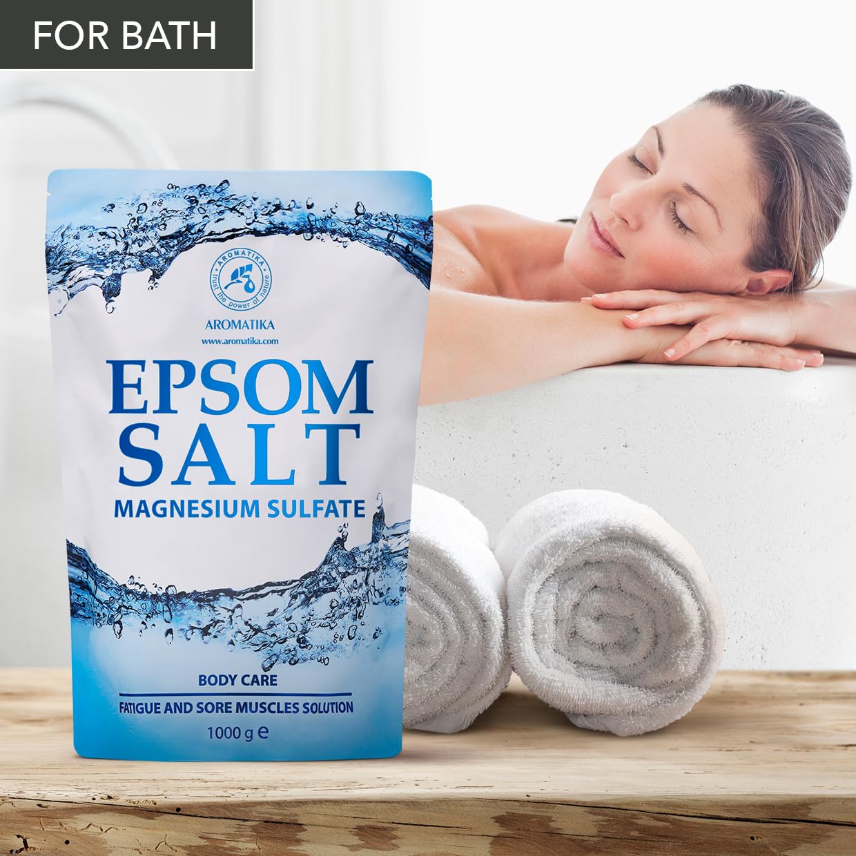 Epsom Salt Bath 1kg (35 oz) – 100% Pure Magnesium Sulphate – Relaxing & Detoxifying – Body Care & Better Sleep