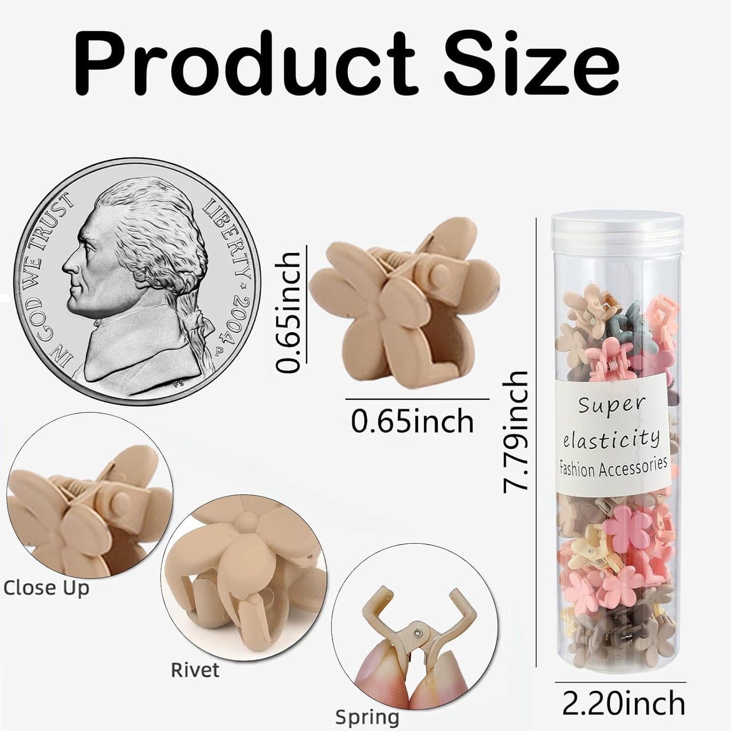 50Pcs Small Matte Hair Claw Clips, Mini Clips for Girls Women - Cute Tiny Claws for Thin Hair, Strong Grip, Neutral Color for Birthday, Christmas, Party Gifts