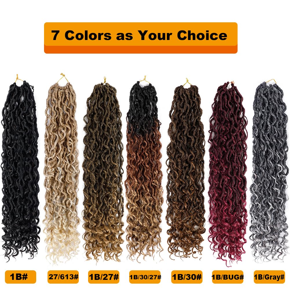 BAOTA Goddess Locs Crochet Hair 10 Inch 7 Packs Faux Locs Crochet Hair for Women Pre Looped Crochet Hair with Curly Ends River Locs Soft Locs Crochet Hair Extensions (1B#)