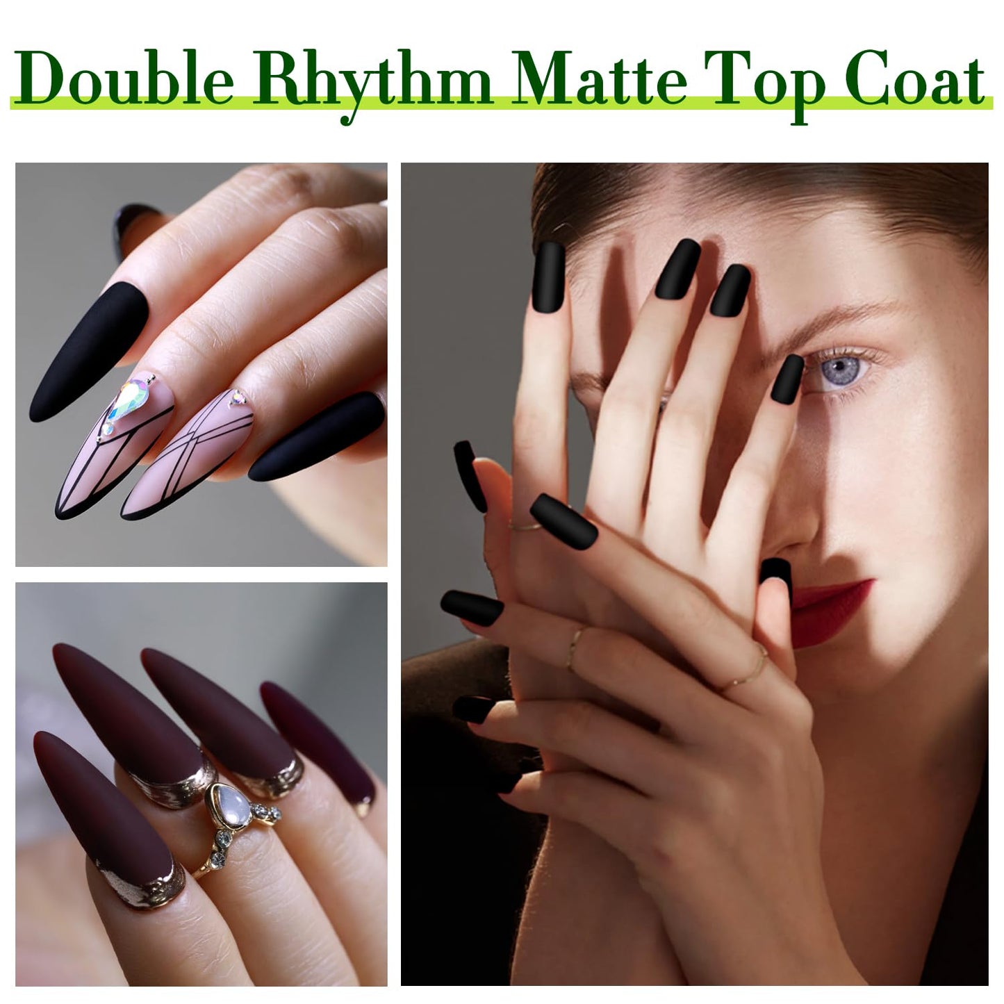Double Rhythm 2 Pcs 15ML No Wipe Gel Top Coat and Base Coat Set Clear Glossy Gel Polish Kit Soak Off LED (Base and Top Coat)