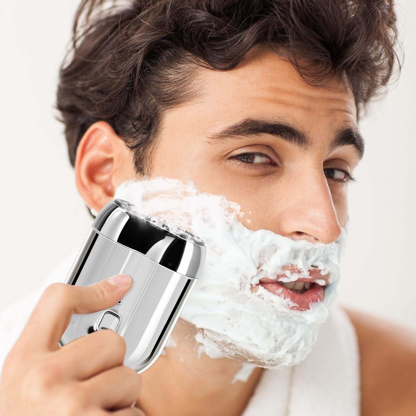 Mini Electric Shaver - Rechargeable Waterproof Dual Head Razor | Compact Travel Size for Men & Women (Silver)