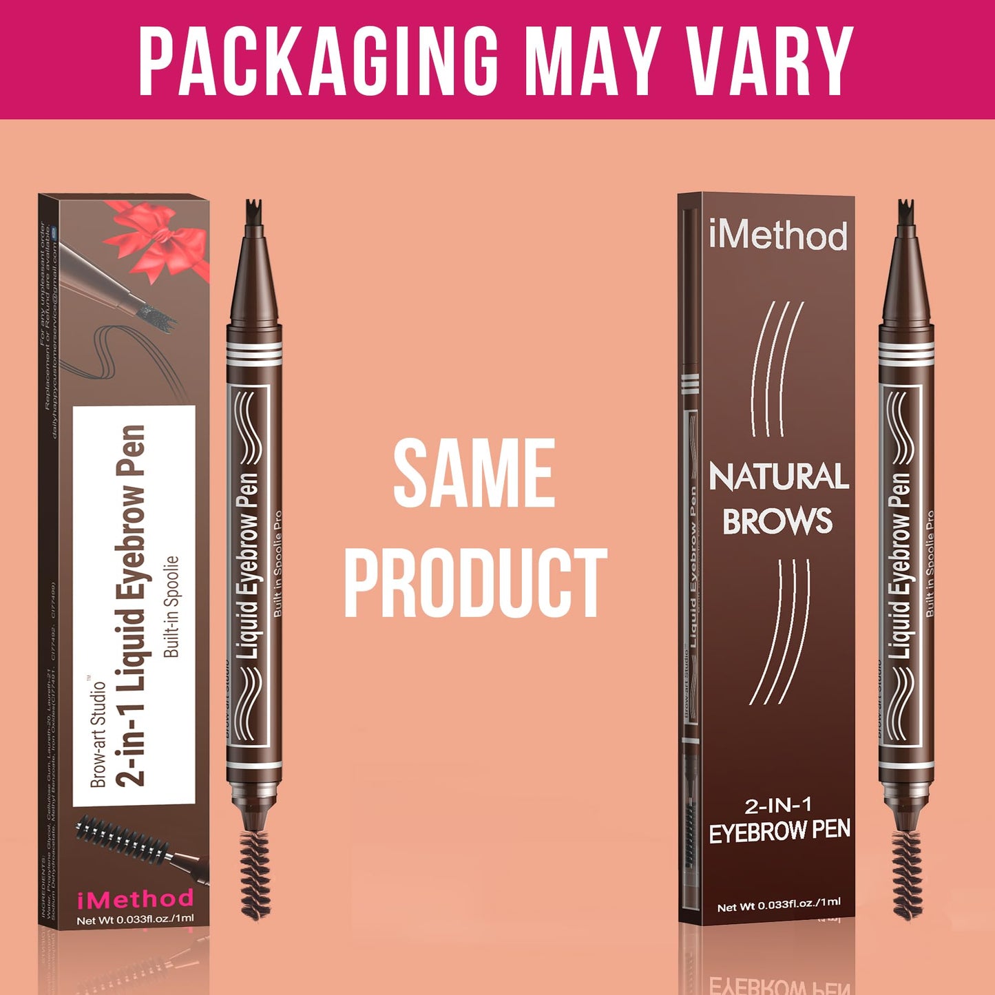 iMethod Microblading Eyebrow Pen - Eyebrow Pencil 2-in-1 Dual-Ended Eye Brow Pencils for Women with 3-Fork-Tip and Spoolie Brush Create Natural Hair-Like Defined Brows, Last All-Day, Dark Brown