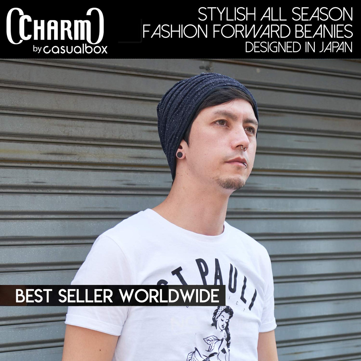 CHARM Organic Cotton Winter Beanie - Men Slouchy Oversized Hat Women Chemo Cap Slouch All Season Unisex Gray
