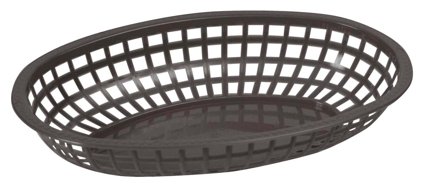 Winco Oval Fast Food Baskets, 10.25-Inch by 6.75-Inch by 2-Inch, Black