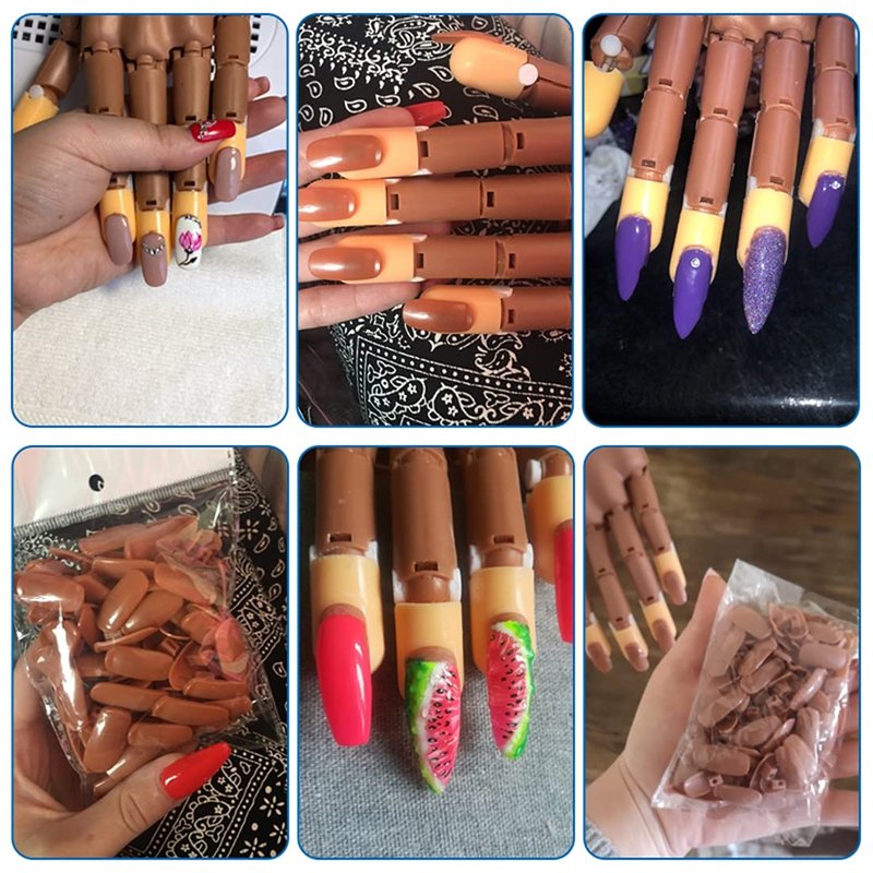 Nail Practice Hand for Acrylic Nails-Flexible Nail Training Hand Kits, Fake Mannequin Hands with False Nail Tips, Nail Files and Clipper for Nail Art Beginner