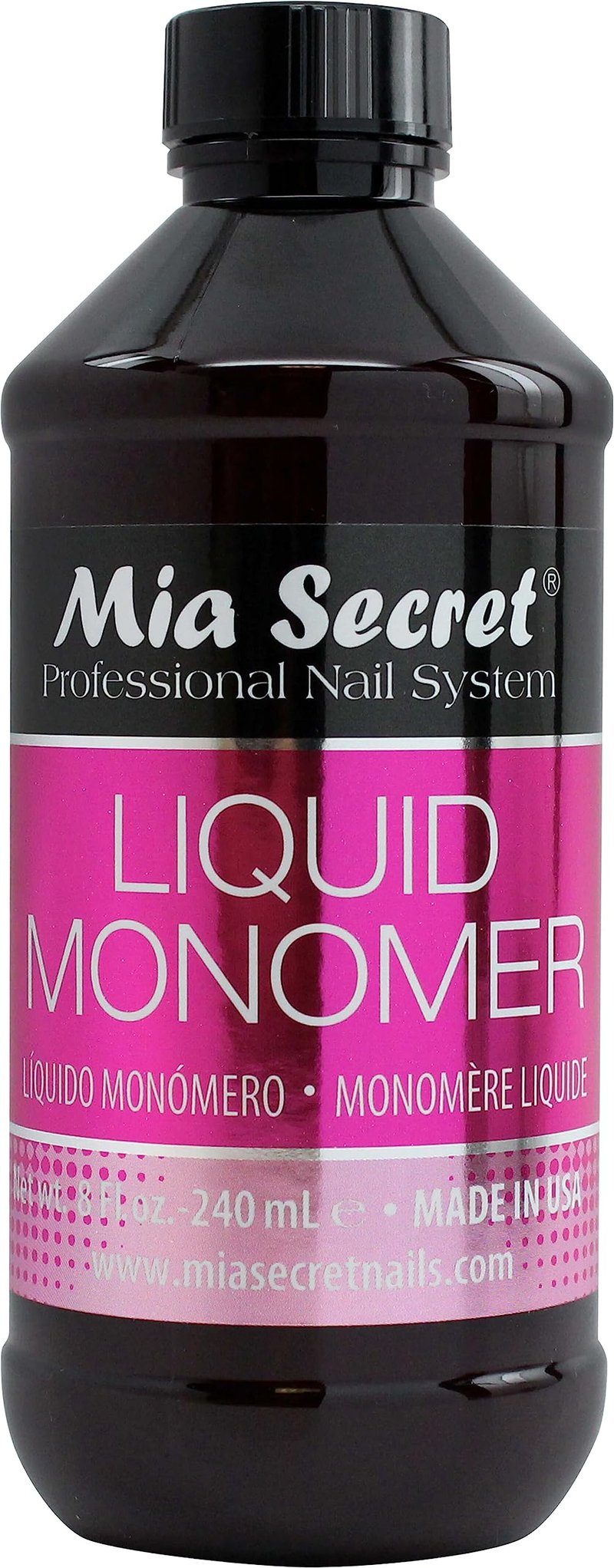 8oz Mia Secret Liquid Monomer Professional Acrylic Nail System, Nail Liquid for Acrylic Powder - DYI Nails liquid EMA monomer