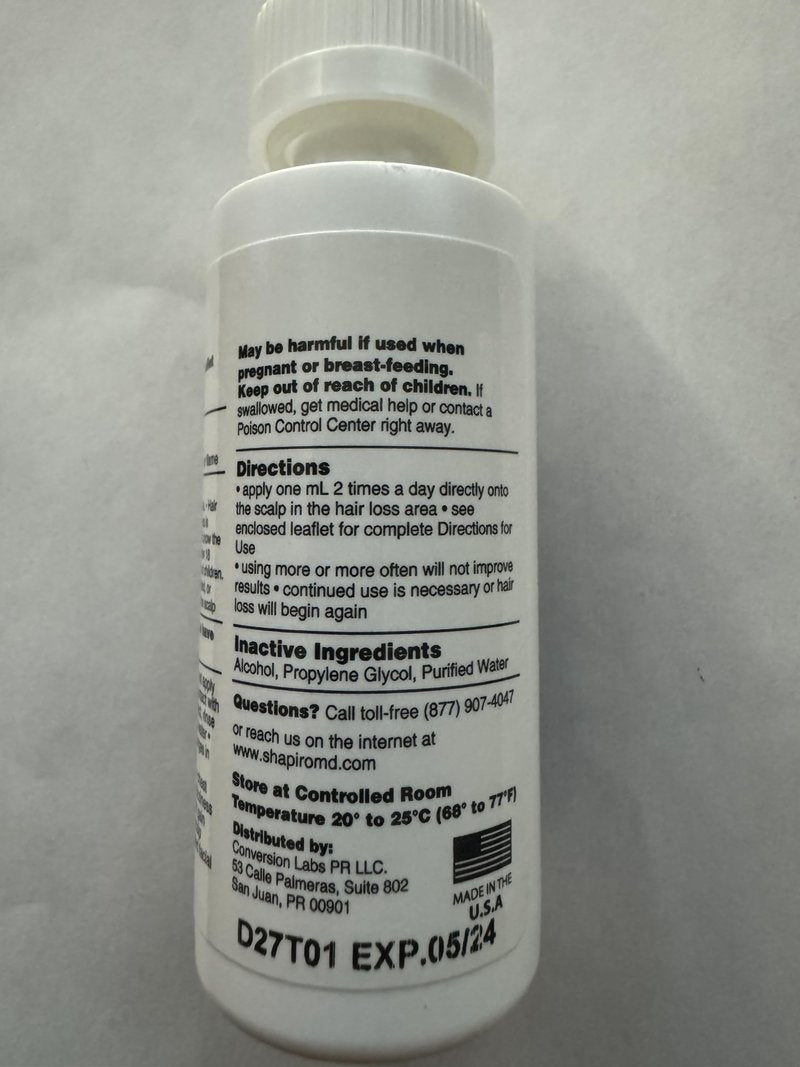 Shapiro MD Hair Growth Experts Minoxidil 2% Topical Solution for Women, Serum Promotes Hair Regrowth by Reactivating Hair Follicles (1 Month)