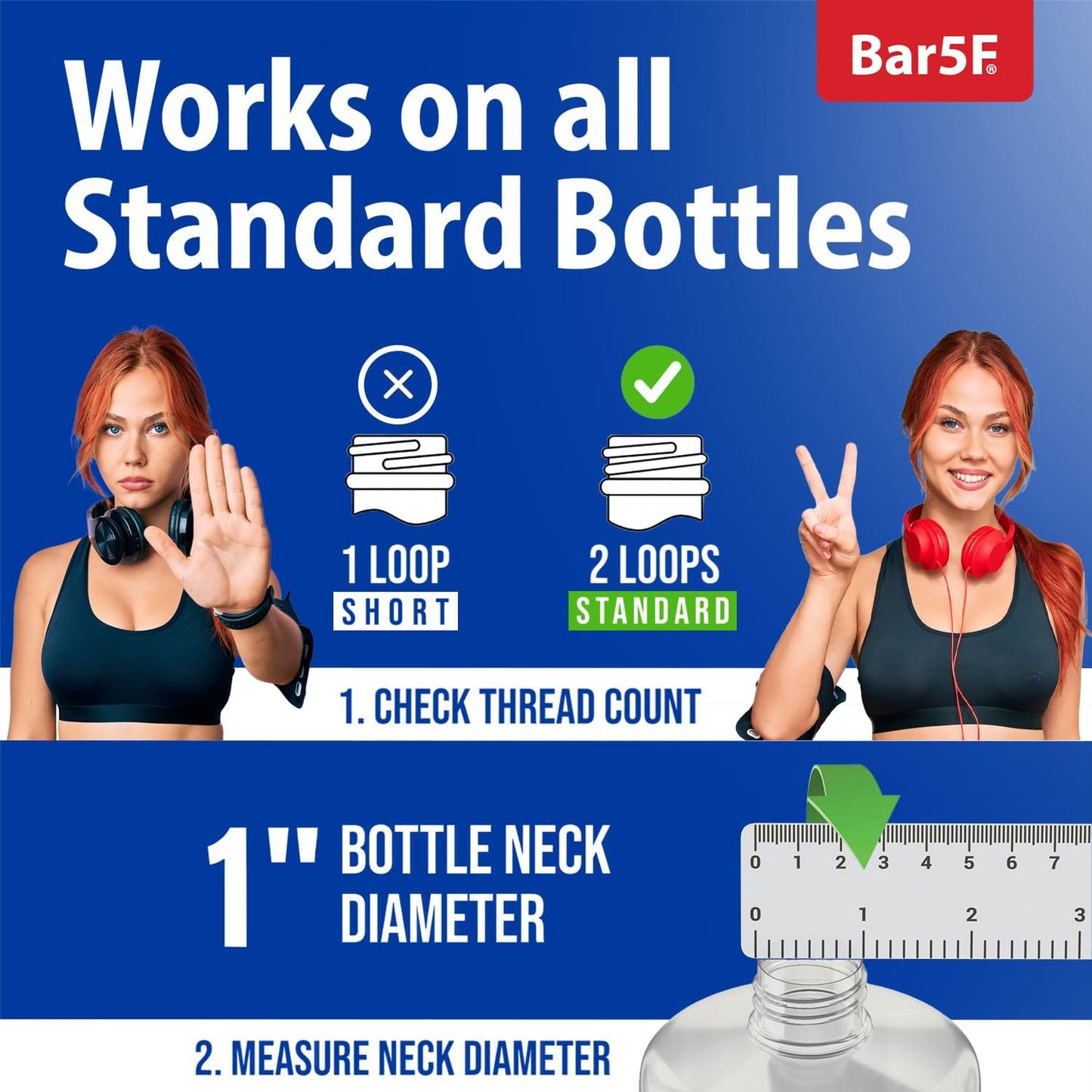Bar5F 1-Liter Pumps for Shampoo and Conditioner Bottles for 33.8-Ounce Professional Salon Brands (White & Black)